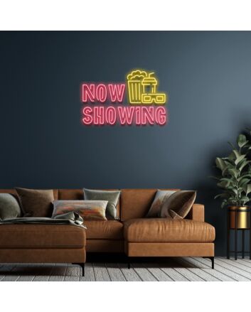 Now Showing Neon Sign for Home Theaters and Movie Lovers