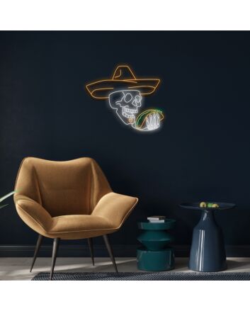 Skull Taco Custom Neon Sign for Halloween and Party Spaces