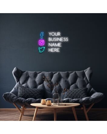 Social Media Icons Custom Neon Sign for Modern and Fun Spaces