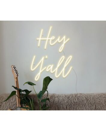 Hey Y'all Neon Sign for Welcoming and Southern Spaces