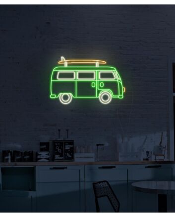 Surfer Caravan Neon Sign for Beach and Adventure Themes