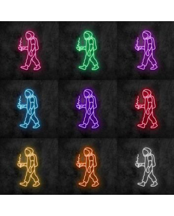 Astronaut Coffee Neon Sign for Space and Coffee Lovers