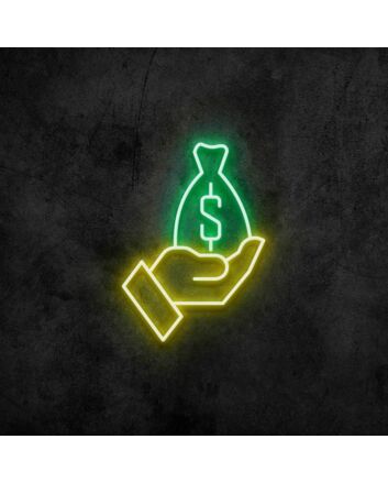 Money Bag Neon Sign for Wealth and Prosperity Themes