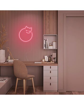 Mini Sleeping Cat Neon Sign for Animal Lovers