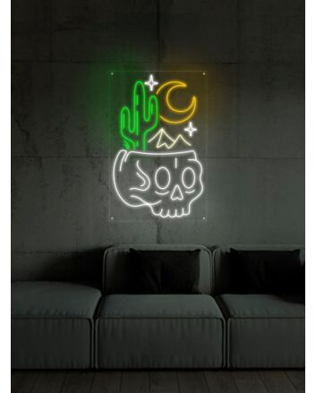 Desert Skull Head Neon Sign for Edgy and Artistic Spaces