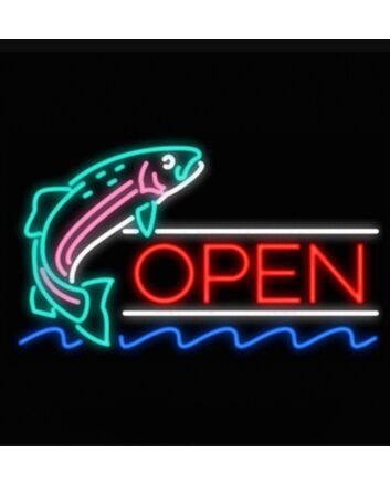 Fish Open Neon Sign for Restaurants and Seafood Lovers