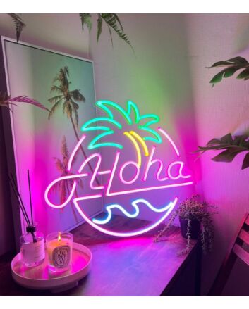 Aloha Hello Palm Tree Neon Signs for Tropical and Relaxing Decor