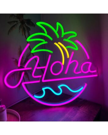Aloha Hello Palm Tree Neon Signs for Tropical and Relaxing Decor