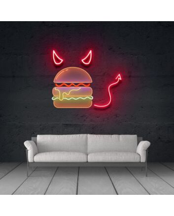 Burger-Devil Sign for Restaurants and Fun Spaces