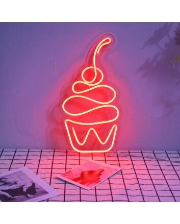 Cherry Cupcake Neon Sign for Dessert and Fun Spaces
