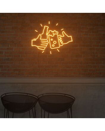 Bottle Beer And Glass Beer For Bar Neon Light Signs Custom Neon Sign For Wedding Bar Party Decoration