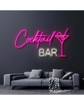 Cocktail Bar With Martini Drink Neon Sign for Bars and Social Spaces