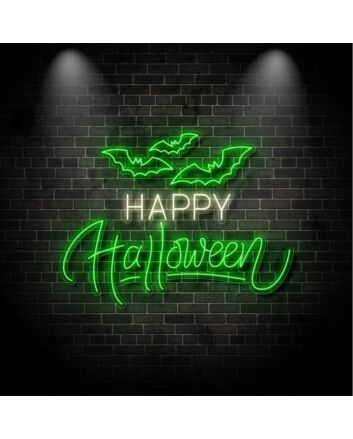 Happy Halloween With Bats Neon Sign for Festive and Spooky Decor