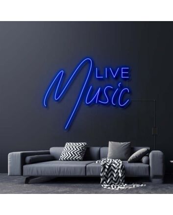 Live Music Neon Sign for Music Lovers and Social Spaces