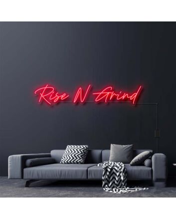 Rise N Grind Neon Sign for Motivational and Fitness Spaces