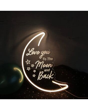 LED Moon Neon Light Sign Love You To The Moon And Back Neon Wall Art for Party Decor
