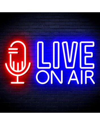 Bright Live On Air LED Neon Sign Red And Blue for Studios and Broadcasting Spaces