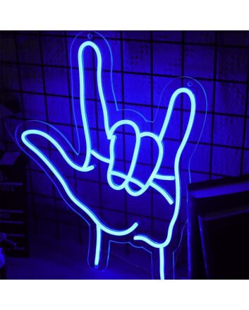 Rock Hand Gesture Neon Sign for Music Lovers
