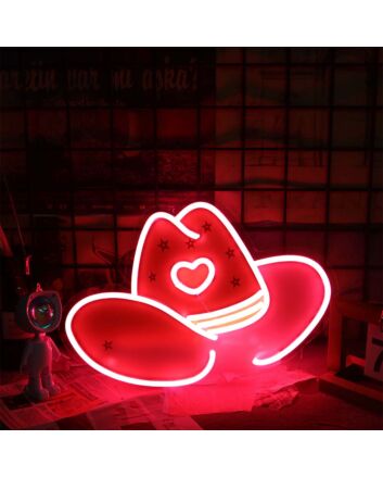 Cowboy Hat Neon Sign for Western and Rustic Decor