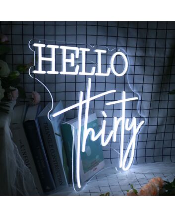 Hello Thirty Neon Sign for Birthday and Celebratory Spaces