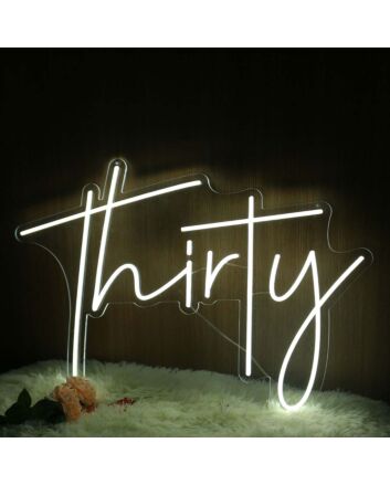 Thirty Neon LED Sign for Birthday and Celebratory Spaces