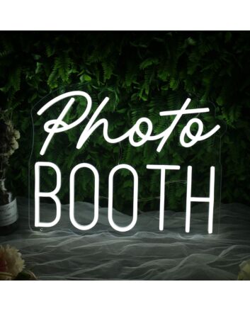 Photo Booth White Neon Sign for Event and Party Spaces