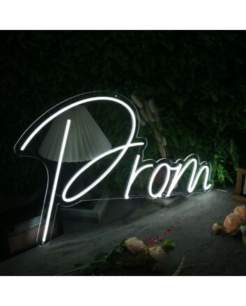Prom White Custom Neon Sign for Celebratory Spaces