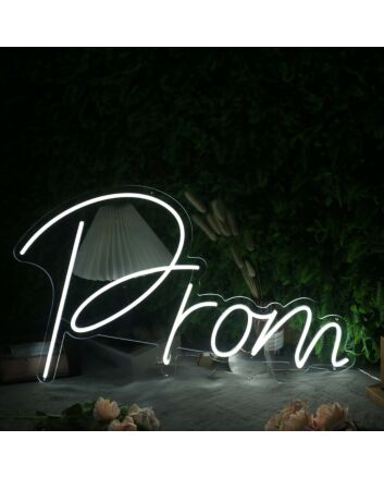 Prom White Custom Neon Sign for Celebratory Spaces