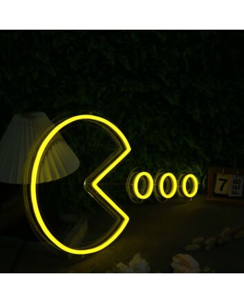 Pac Man Custom Yellow Neon Sign for Retro and Gaming Fans