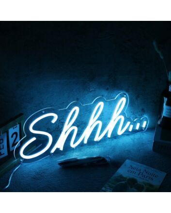 Shhh Blue Neon Sign for Quiet and Relaxation Spaces