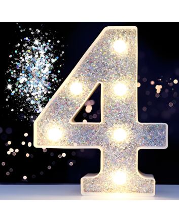 Steel Marquee Letter Number 4 Shiny Silver White High-End Custom Zinc Metal Marquee Light Marquee Sign for Birthday Celebrations