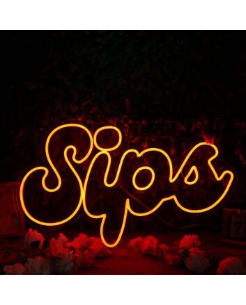 Sips Orange Neon Sign for Fun and Social Spaces