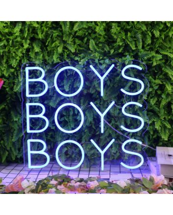 BOYS BOYS BOYS Blue Neon Sign for Fun and Playful Spaces
