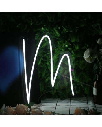 Letter M White Neon Sign for Personalized Decor