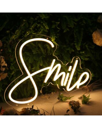 Smile Yellow Neon Sign for Positive and Fun Spaces