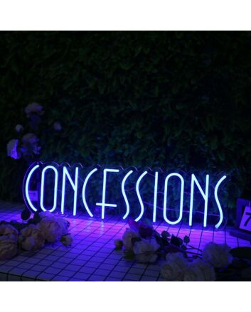 Concessions Blue Neon Sign for Event and Party Spaces