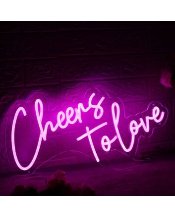 Cheers To Love Pink Neon Sign for Romantic and Celebratory Spaces