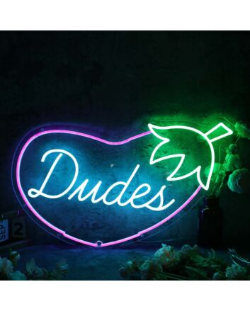 Dudes Eggplant Custom Neon Sign for Fun and Playful Spaces
