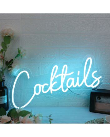 Cocktails Blue Neon Sign for Bars and Social Spaces