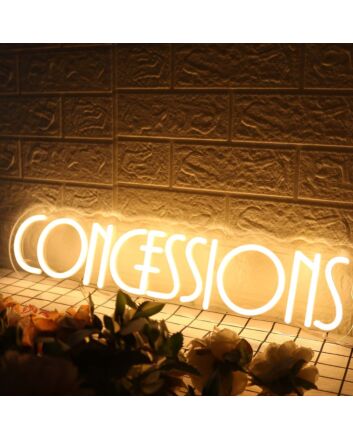 Concessions Yellow Neon Sign for Event and Party Spaces