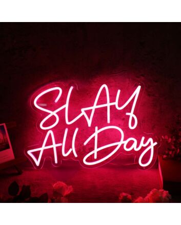 Slay All Day Red LED Custom Neon Sign for Empowering and Bold Spaces