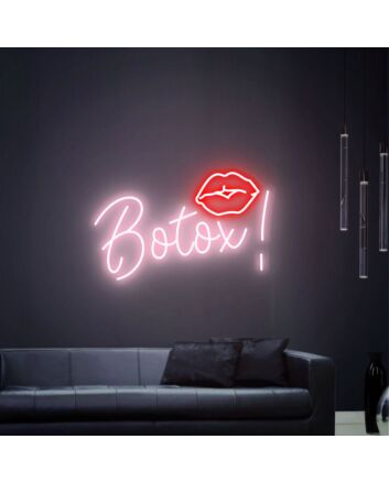 Botox Neon Sign Red Lips Neon Light Botox Art Injector Spa Studio Decoration for Wellness and Spa Spaces