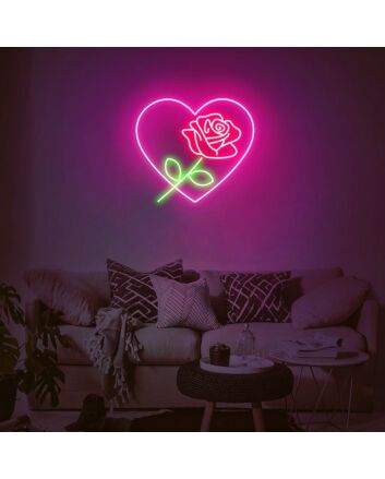 Love Heart Rose Neon Sign for Romantic and Elegant Spaces