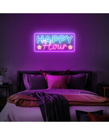 Happy Hour Neon Sign for Social and Fun Spaces