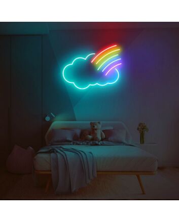 Rainbow Cloud Neon Sign for Whimsical and Fun Spaces