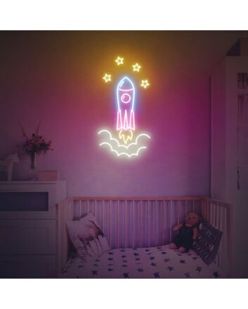 Rocket Cosmic Neon Sign for Space and Adventure Enthusiasts