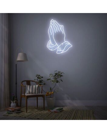 Praying Hands Neon Sign for Spiritual and Peaceful Spaces
