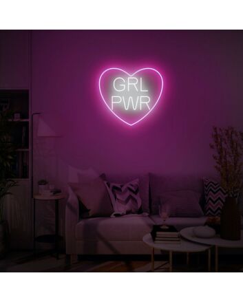 Grl Power With Heart Neon Sign empowers and inspires any space