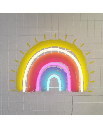 Rainbow Neon Sign brightens up kids' rooms with vibrant colors