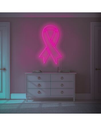 Breast Cancer Pink Ribbon Neon Sign shows support and awareness